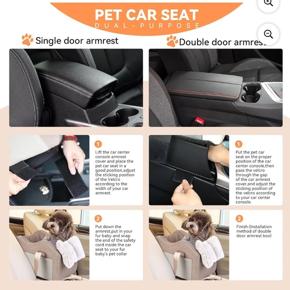 Dog Car Seat for Small Dog Center Console Seat Pet Booster - Picture 4 of 16